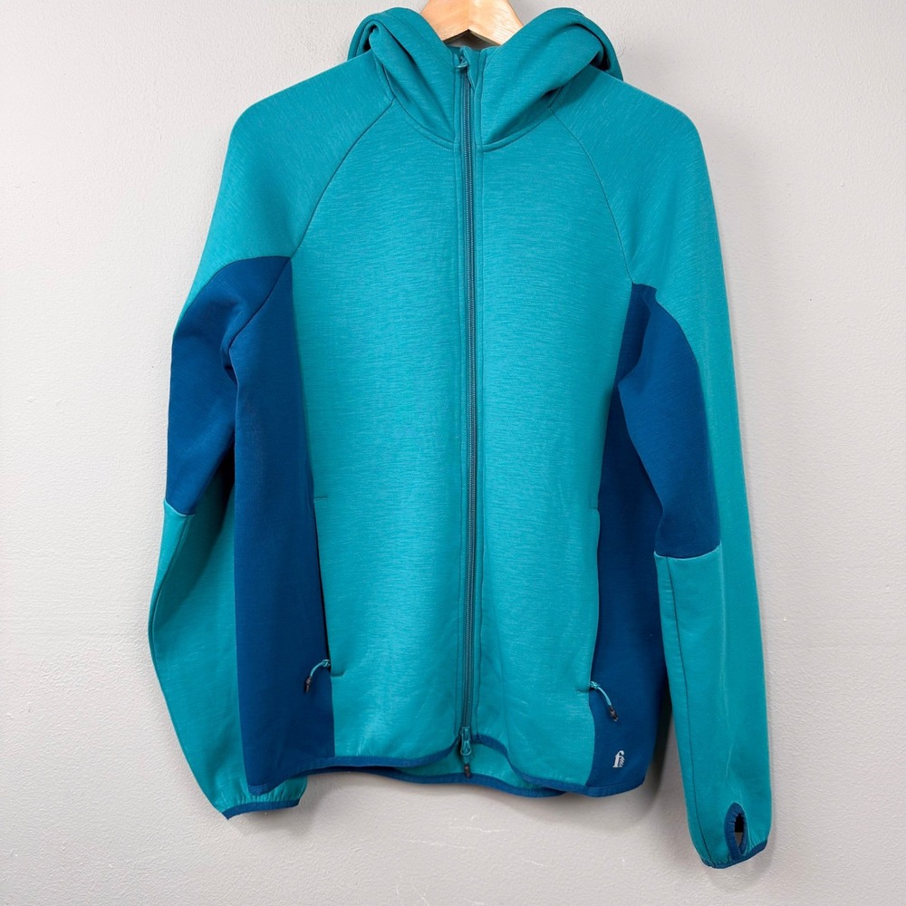 BONOBOS Fielder Tech Fleece Hoodie‎ Jacket Size S Teal Blue Knit Lightweight Zip